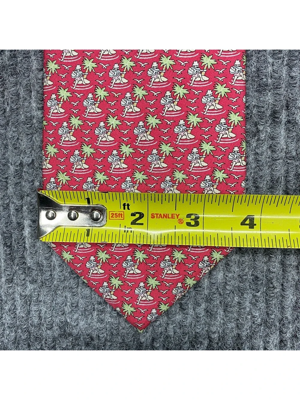 Vineyard Vines Necktie Red Geometric AOP Island Guitarist Silk Tie Made in USA